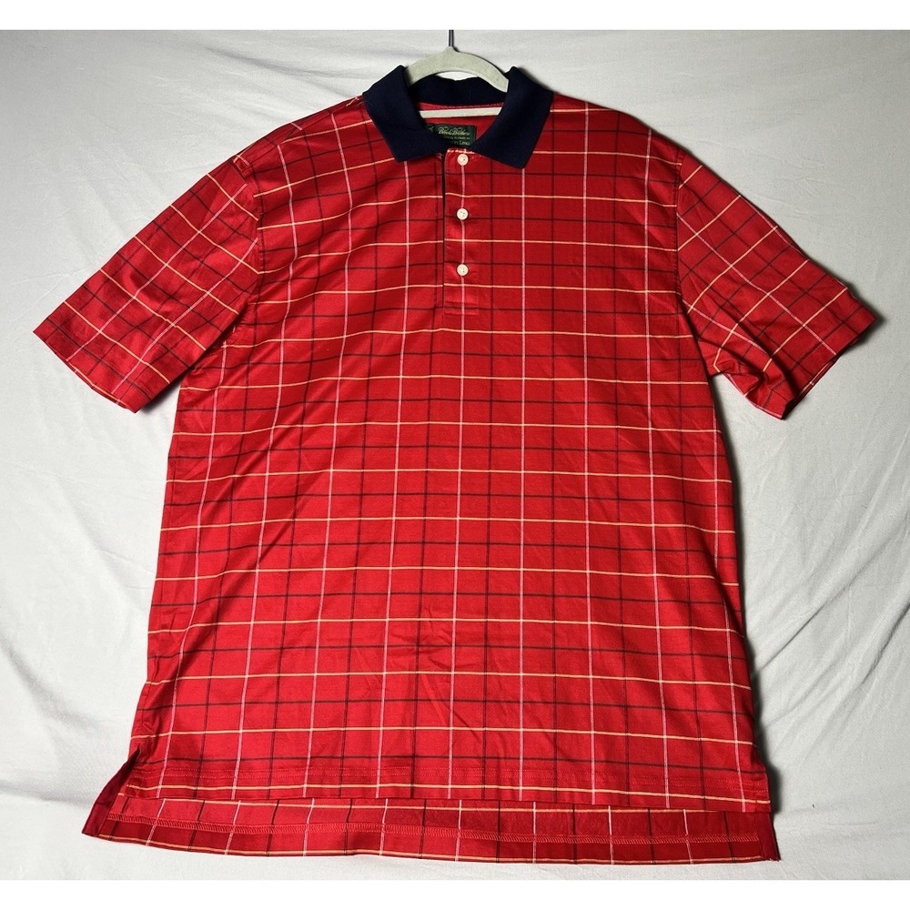 Men's Brooks Brothers St. Andrews Links Cotton Polo Golf Shirt Red Size Medium